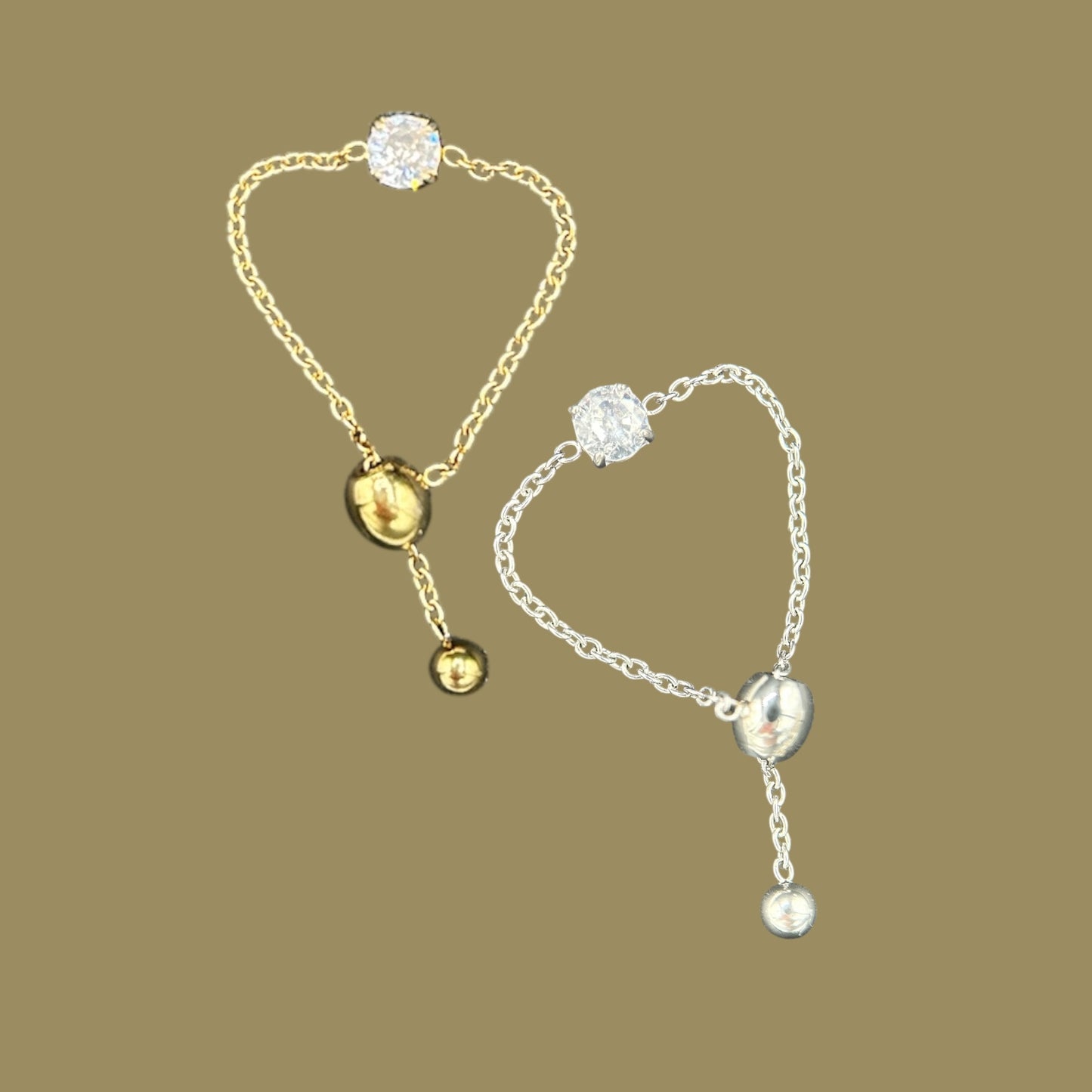 Anello regolabile "Baby Firefly" - Acciaio inossidabile 316L con zircone bianco
