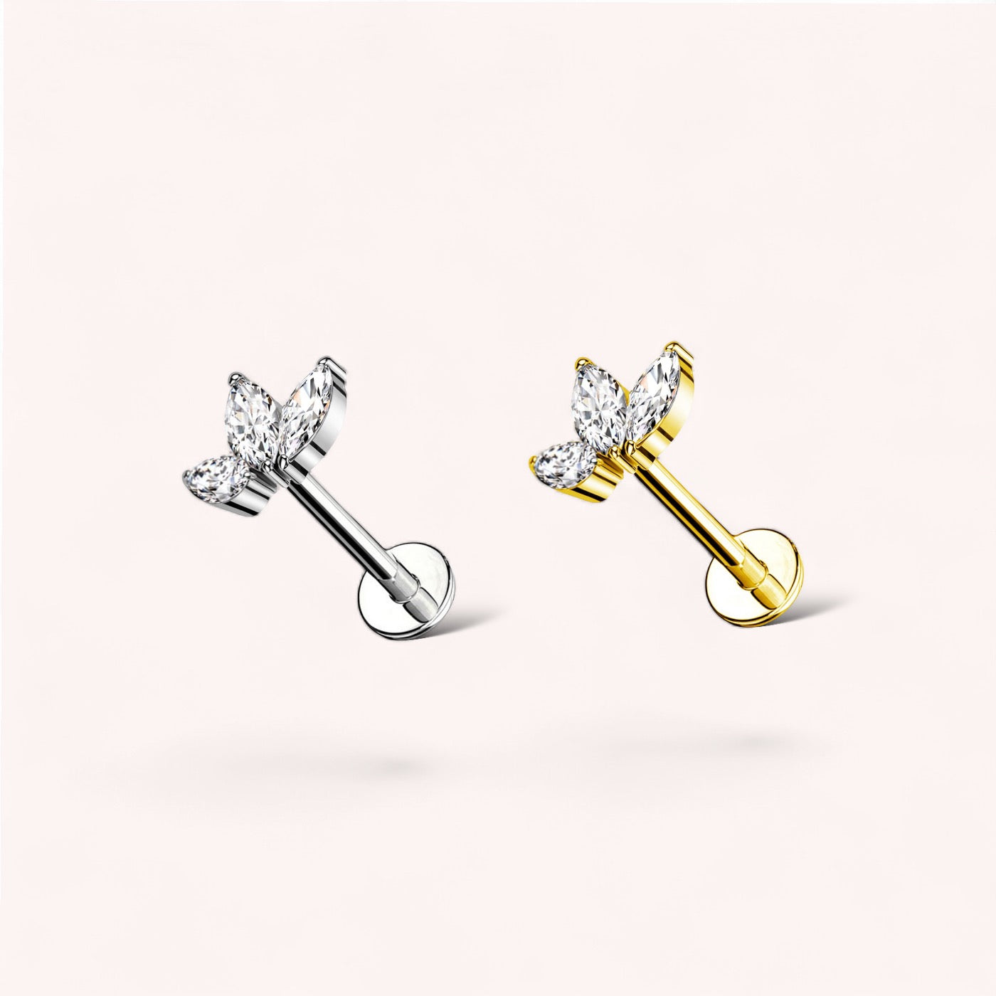 Orecchino Labret "Clover" in acciao chirurgico inossidabile 316L